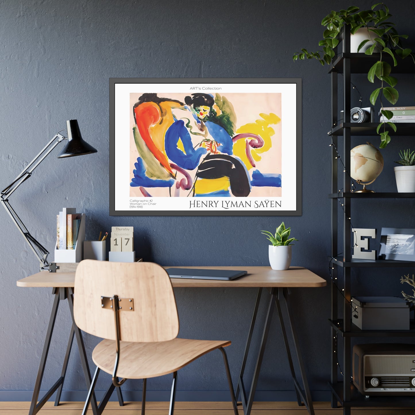 Calligraphic #2 Woman on Chair (1914-1918) by Henry Lyman Saÿen  / Affiche Encadrée série ART's Collection