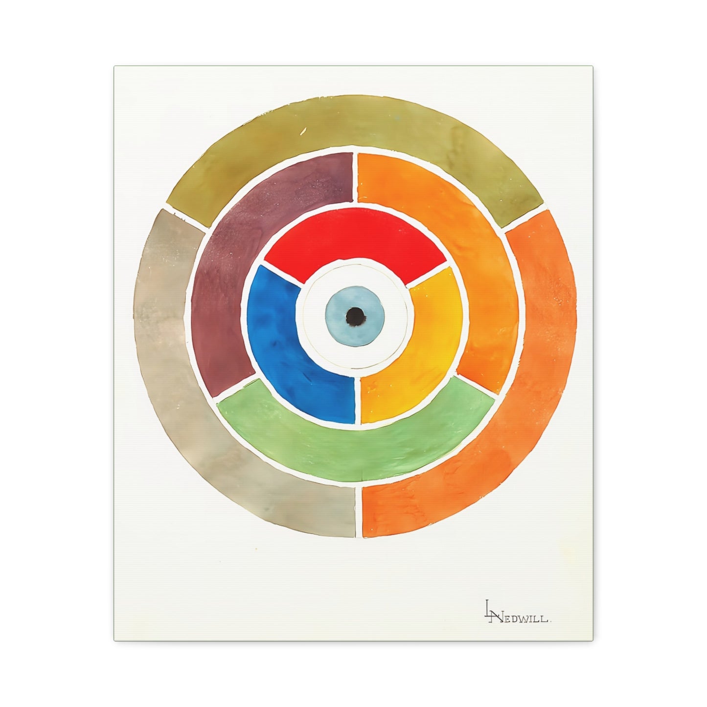 Disc Showing Primary Secondary and Tertiary Colors (ca 1900) by Elizabeth A. Nedwill / Reproduction Fine Art sur Toile /   3.2 cm-1.25 inch
