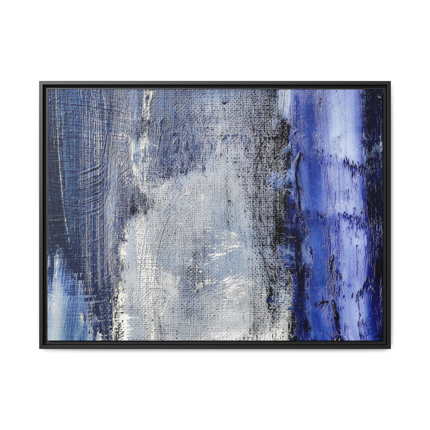 Tableau Beaux Arts Anthracite & Bleu Contrasté "Série Sign Collections" / Toile encadrée sur caisse américaine
