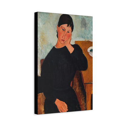 Elvira Resting at a Table (1919) by Amedeo Modigliani / Reproduction Fine Art sur Toile / Flanc Large Epaisseur 3.2 cm - 1.25 inch