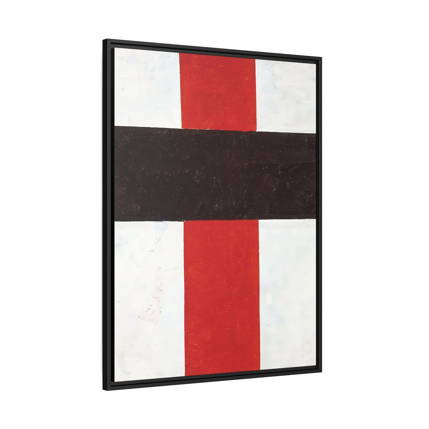Large cross in black over red on white (1920) by Kazimir Malevich  / Toile encadrée sur caisse américaine