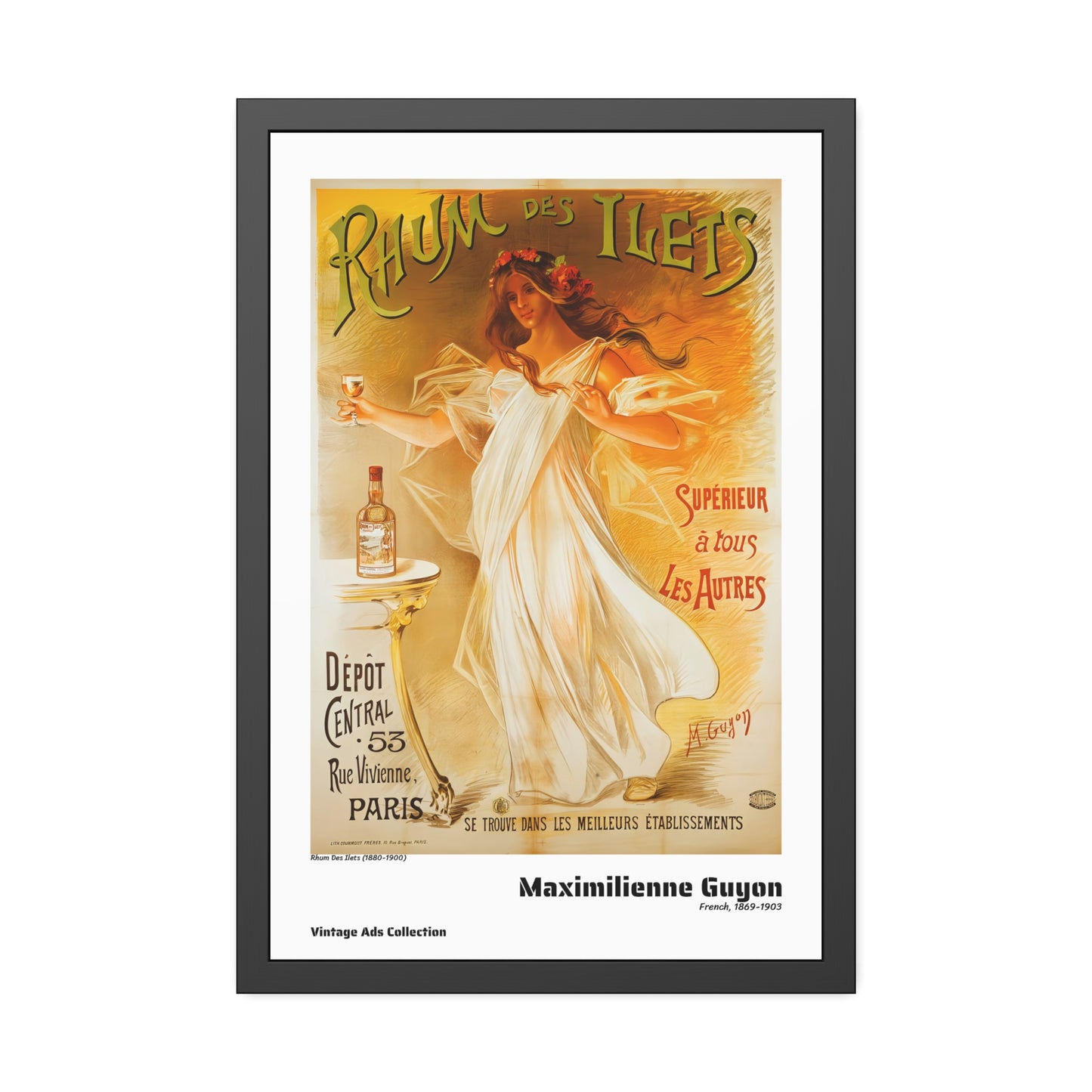 Rhum Des Ilets (1880-1900) by Maximilienne Guyon / Affiche Encadrée Série Vintage Ads Collection