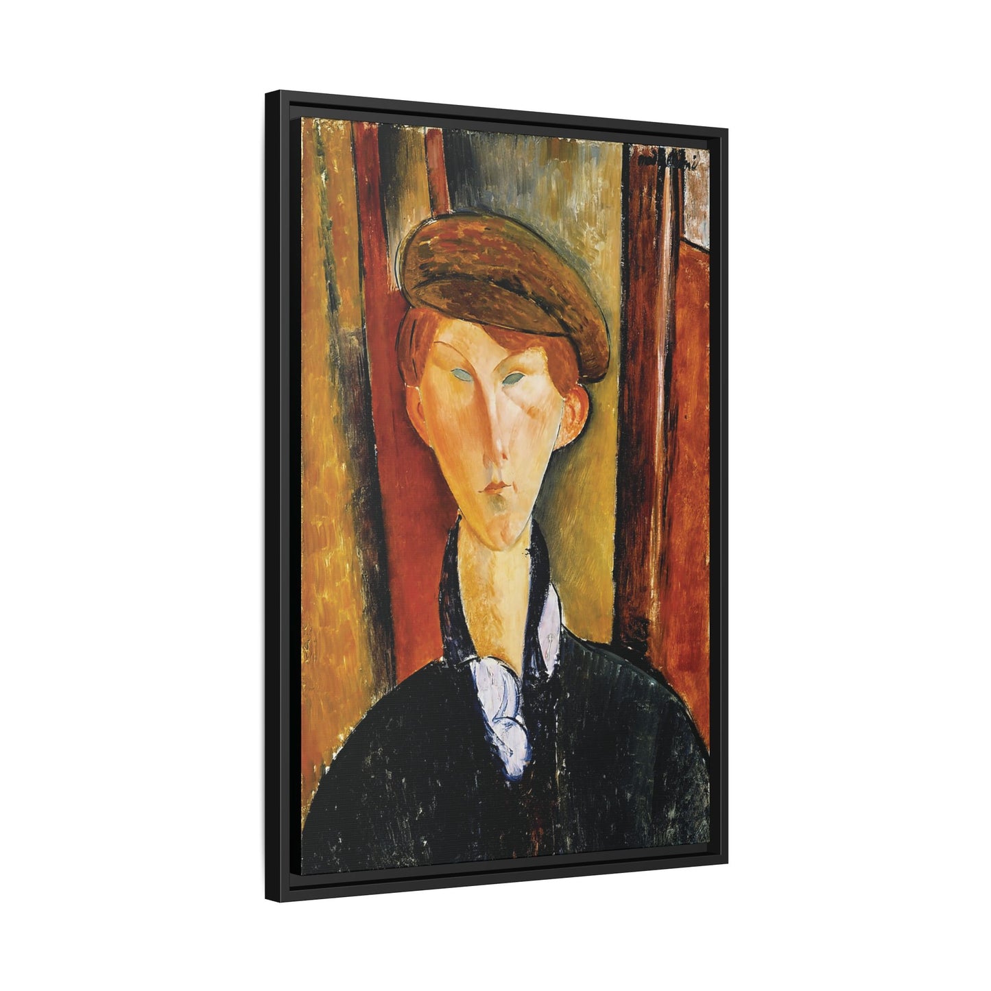 Young Man with a Cap (early 20th century) by Amedeo Modigliani / Toile encadrée sur caisse américaine