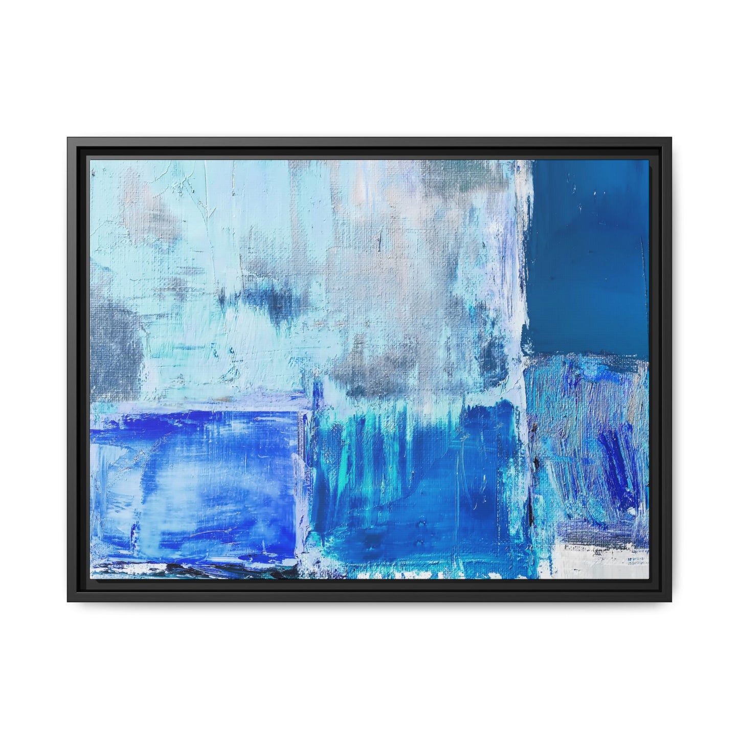 Tableau Beaux Arts Bleu Azur "Série Sign Collections" / Toile encadrée sur caisse américaine