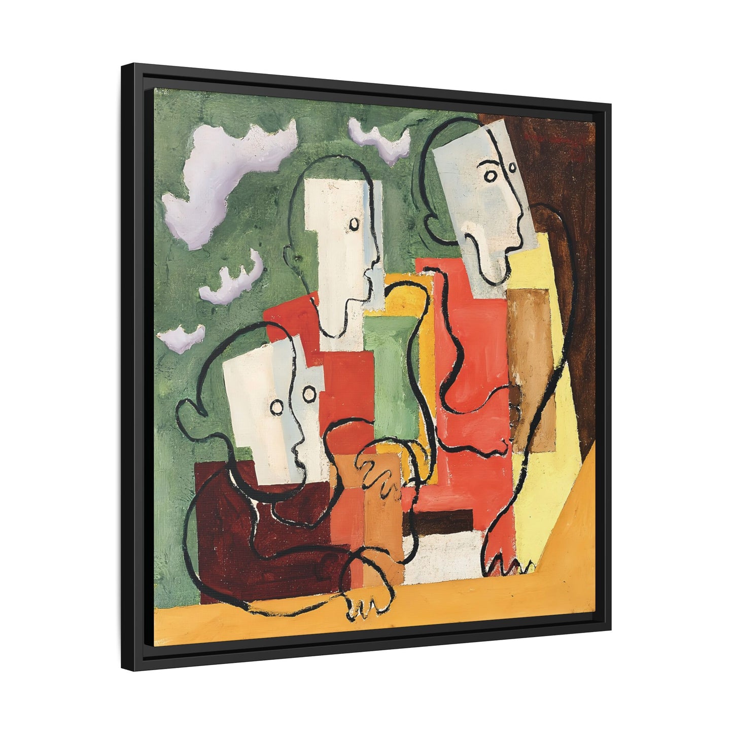 Trois personnages (1928) by Louis Marcoussis / Toile encadrée sur caisse américaine