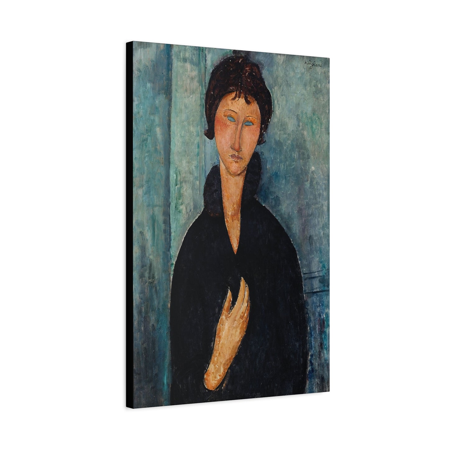 Femme aux yeux bleus (1918) by Amedeo Modigliani / Reproduction Fine Art sur Toile / Flanc Large Epaisseur 3.2 cm - 1.25 inch