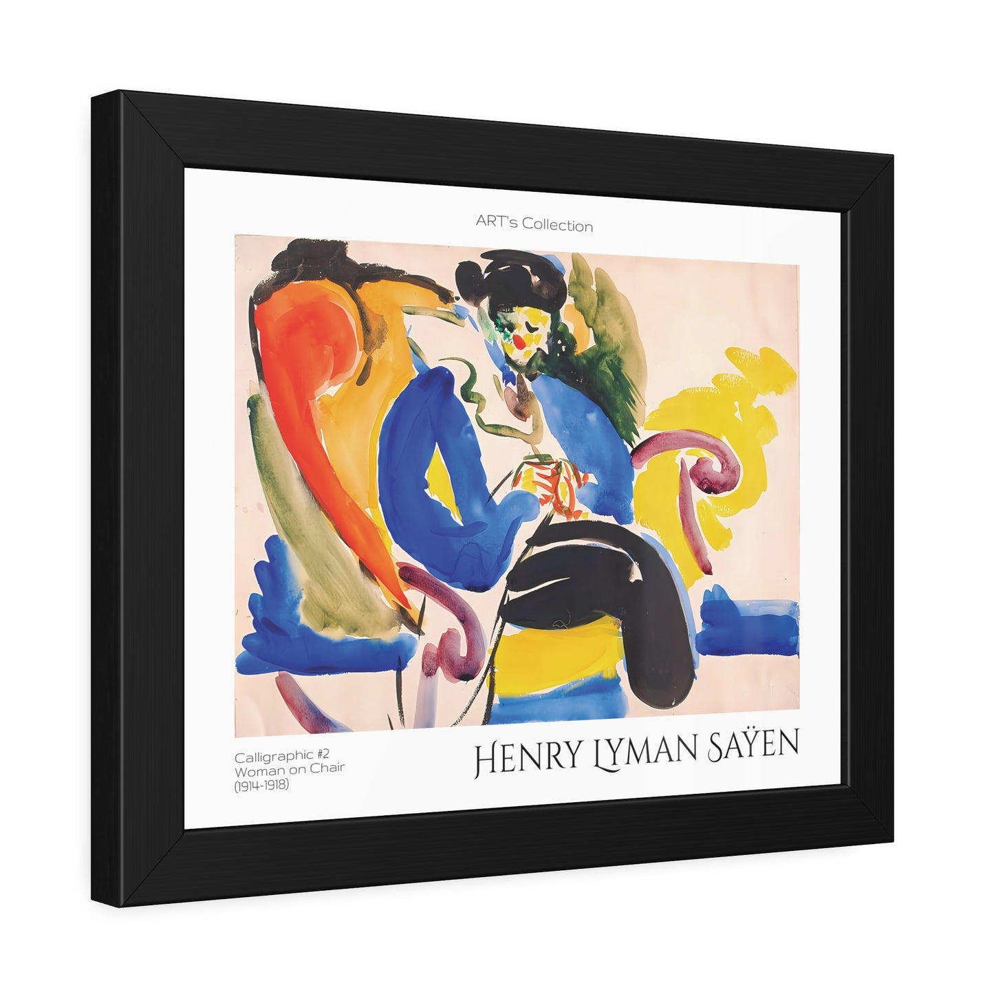 Calligraphic #2 Woman on Chair (1914-1918) by Henry Lyman Saÿen  / Affiche Encadrée série ART's Collection