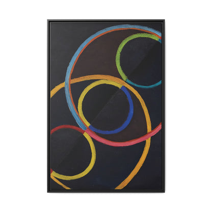 Relief noir avec des cercles de couleur  by Robert Delaunay  / Toile encadrée sur caisse américaine