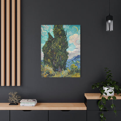 Cypresses (1889) by Vincent van Gogh  / Reproduction Fine Art sur Toile / Epaisseur 3,2cm - 1'25 po