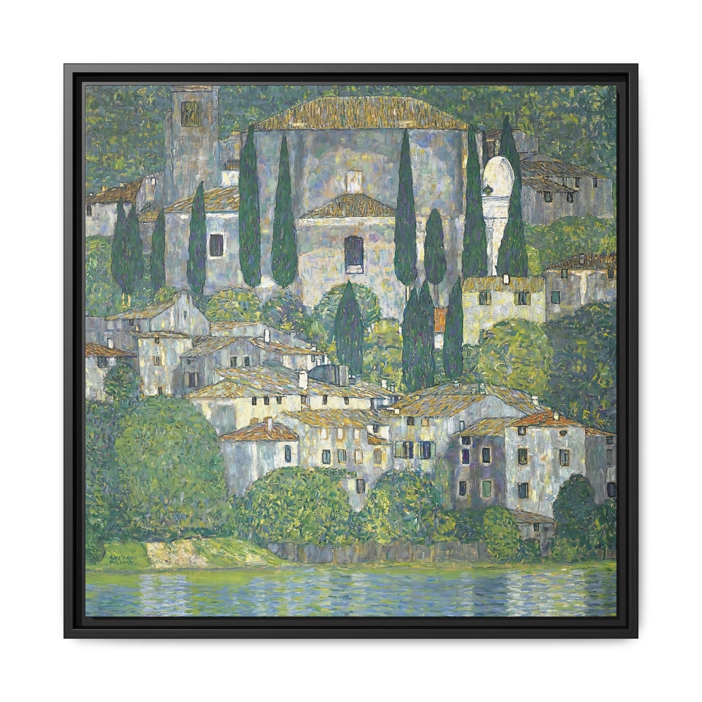 Church In Cassone - Landscape With Cypresses  by Gustav Klimt / Toile encadrée sur caisse américaine