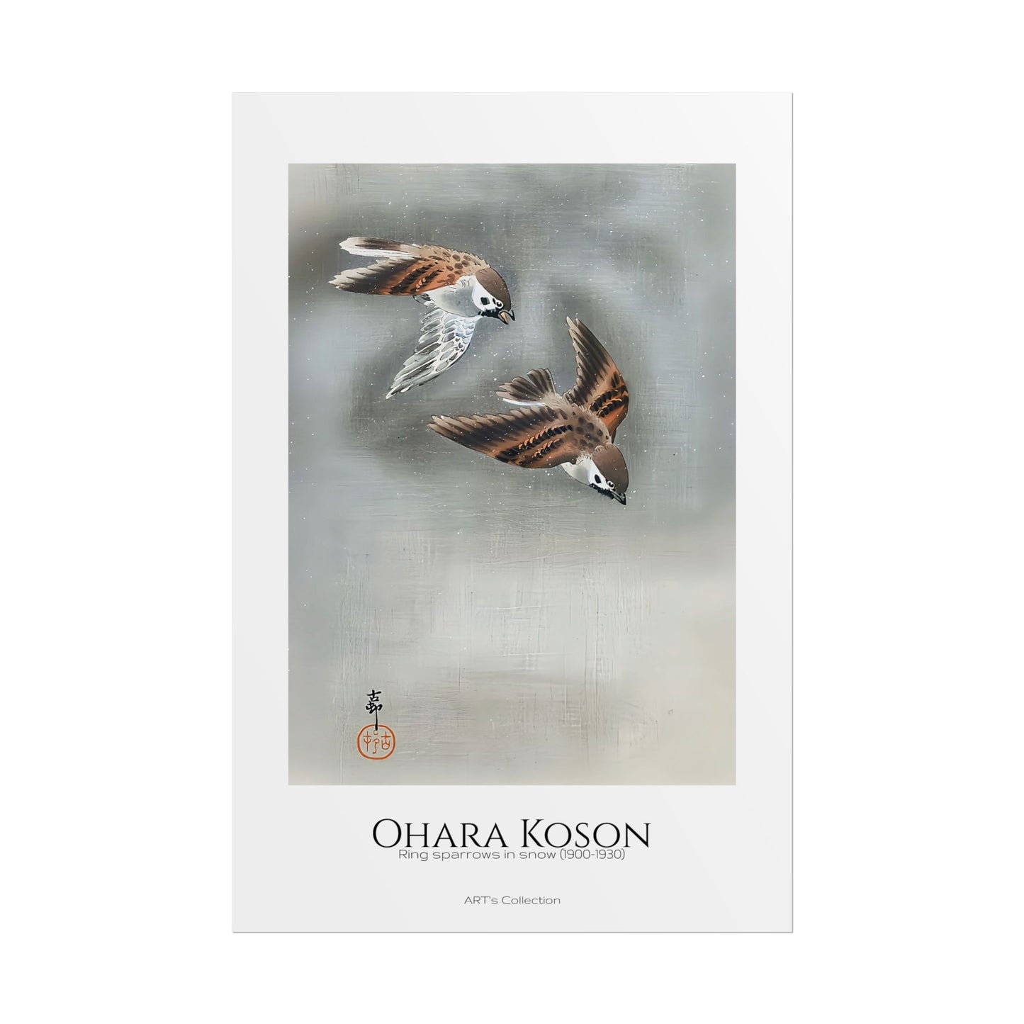 Ring sparrows in snow (1900 - 1930) by Ohara Koson / Affiche imprimée - Série ART's Collection