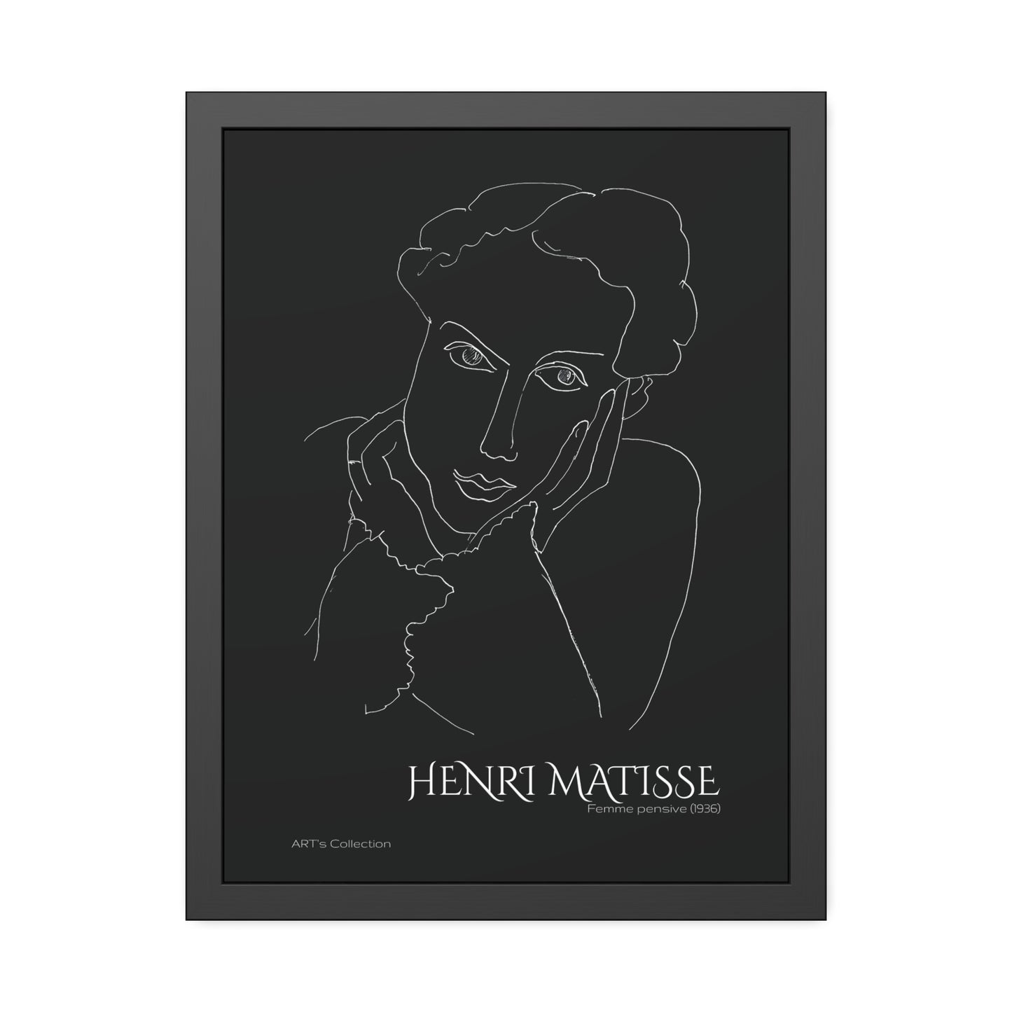 Femme pensive (1936) black édition by Henri Matisse / Affiche Encadrée série ART's Collection