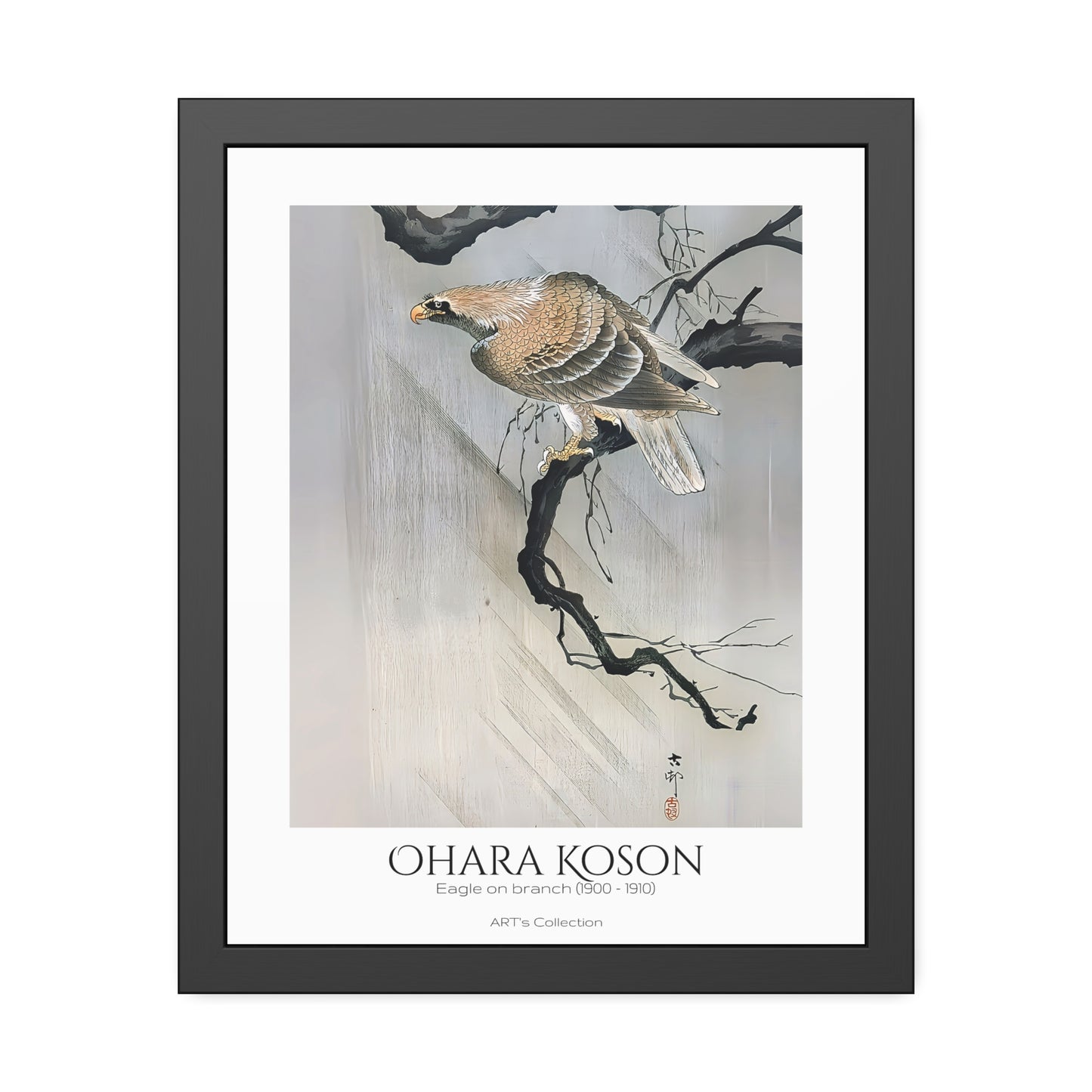 Eagle on branch (1900 - 1910) by Ohara Koson / Affiche Encadrée série ART's Collection