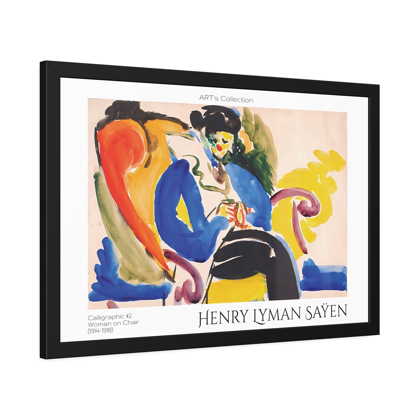 Calligraphic #2 Woman on Chair (1914-1918) by Henry Lyman Saÿen  / Affiche Encadrée série ART's Collection