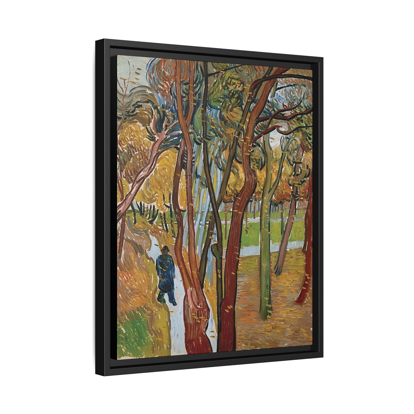 The garden of Saint Paul's Hospital (The fall of the leaves) by Vincent van Gogh / Toile encadrée sur caisse américaine