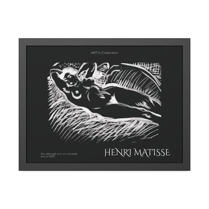 Nu allongé sur un canapé (circa 1927) black édition by Henry Matisse  / Affiche Encadrée série ART's Collection