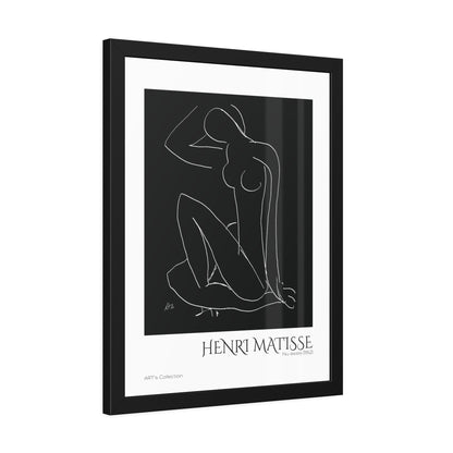 Nu assis (1952) by Henri Matisse version noire et blanche/ Affiche Encadrée série ART's Collection