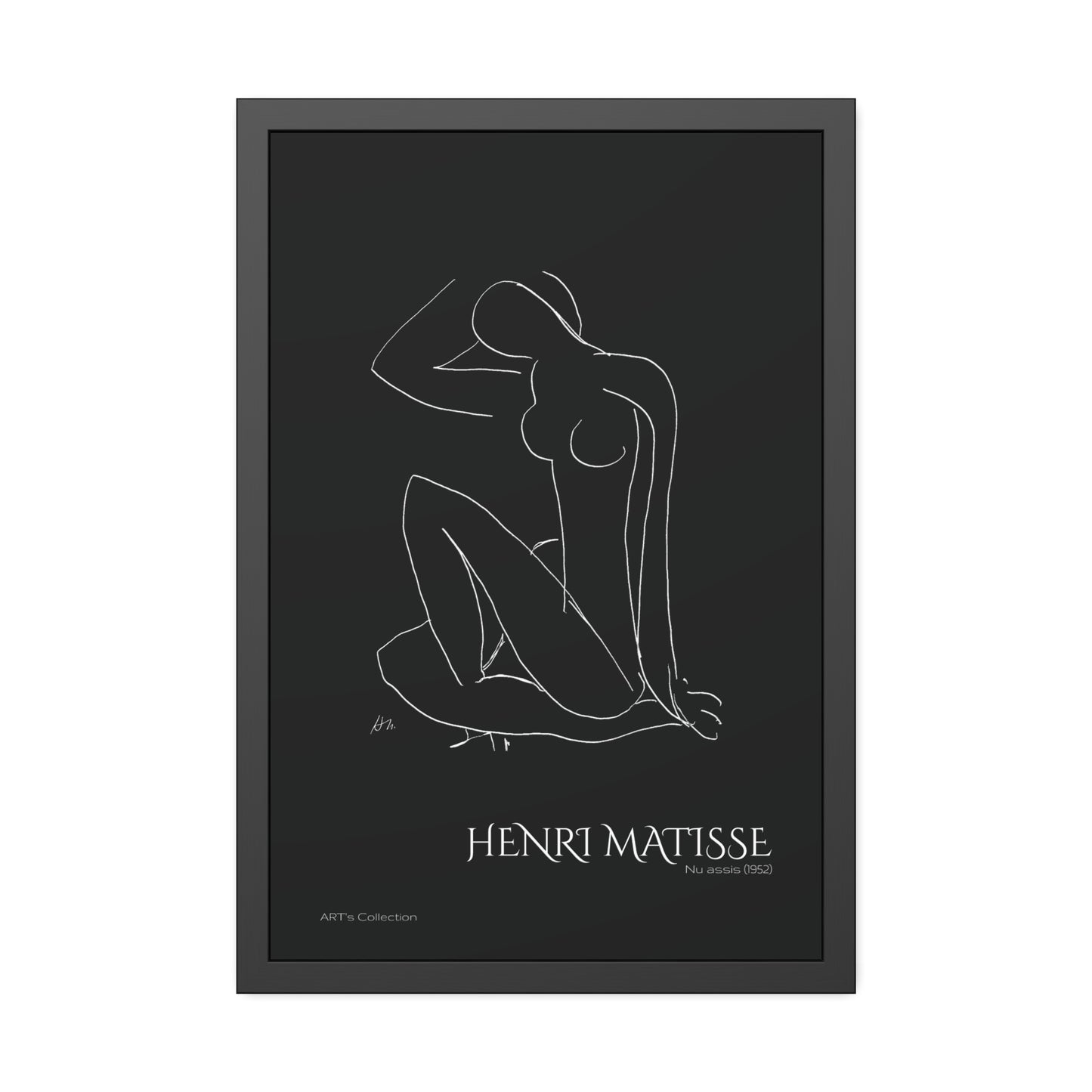 Nu assis (1952) black édition by Henri Matisse / Affiche Encadrée série ART's Collection