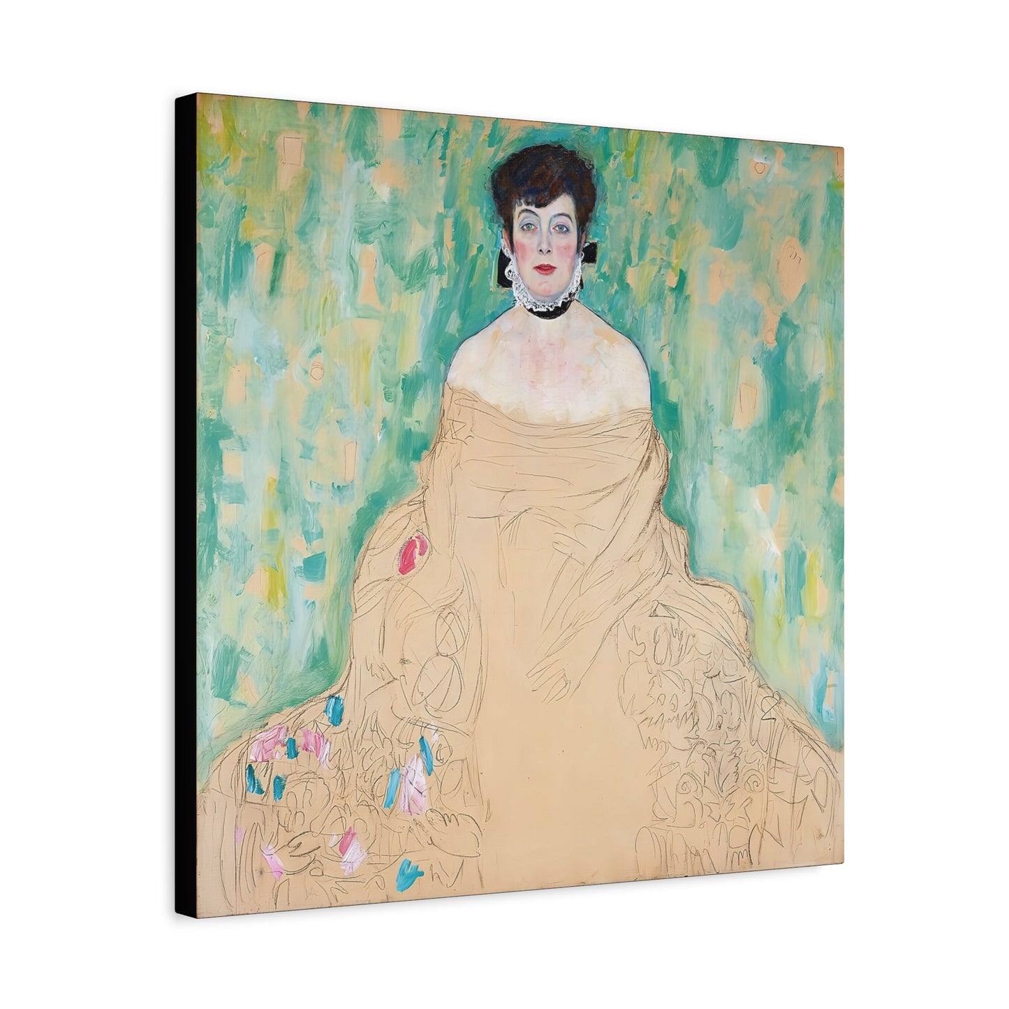 Amalie Zuckerkandl (1917) by Gustav Klimt / Reproduction Fine Art sur Toile / Flanc Large Epaisseur 3.2 cm - 1.25 inch