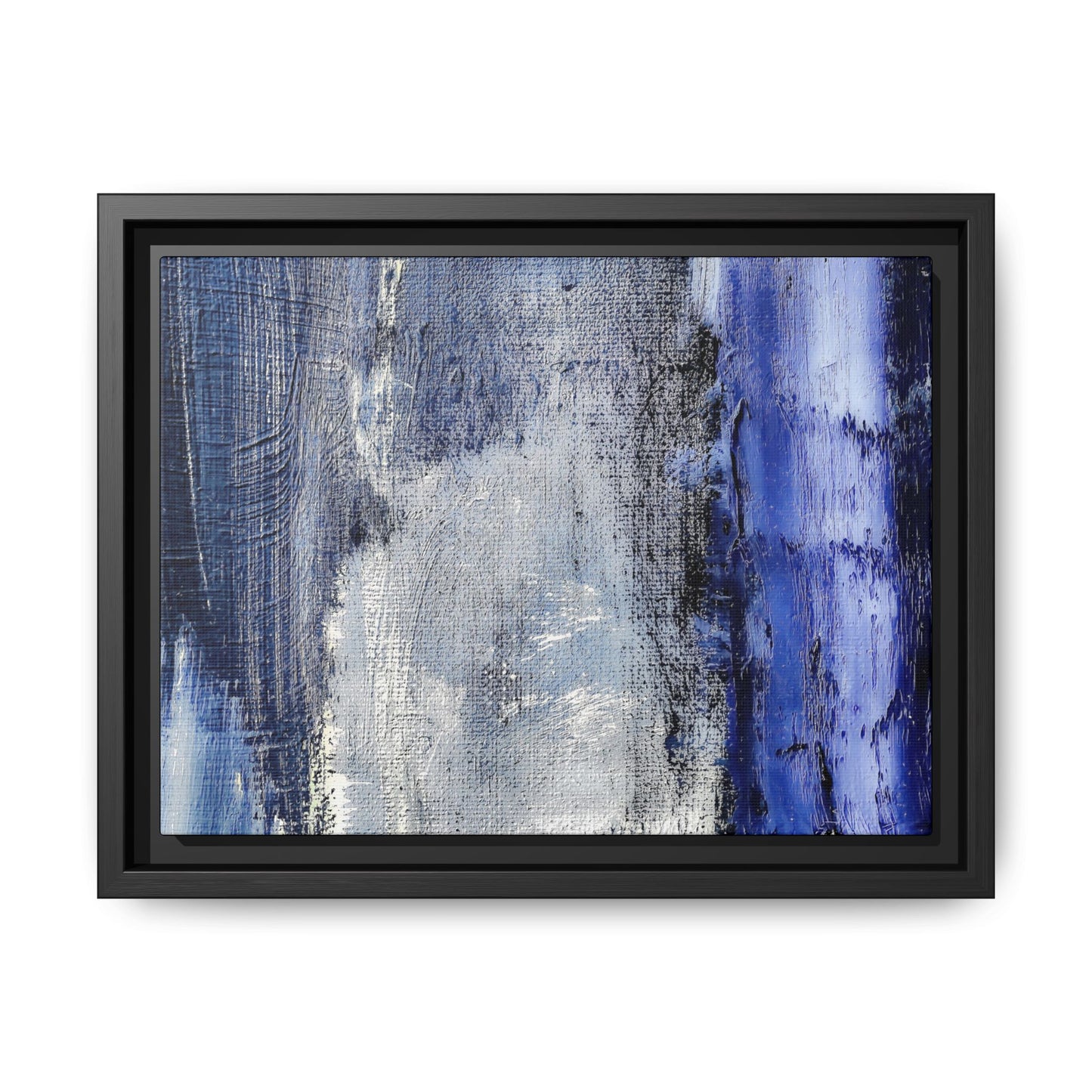 Tableau Beaux Arts Anthracite & Bleu Contrasté "Série Sign Collections" / Toile encadrée sur caisse américaine