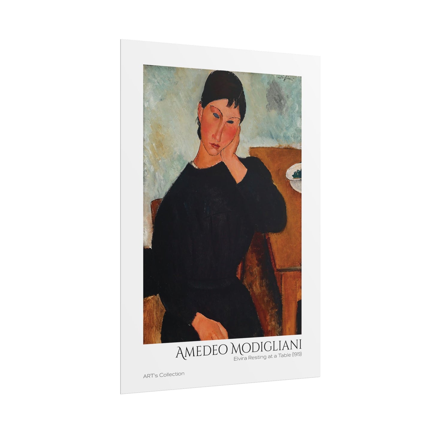 Elvira Resting at a Table (1919) by Amedeo Modigliani / Affiche imprimée - Série ART's Collection