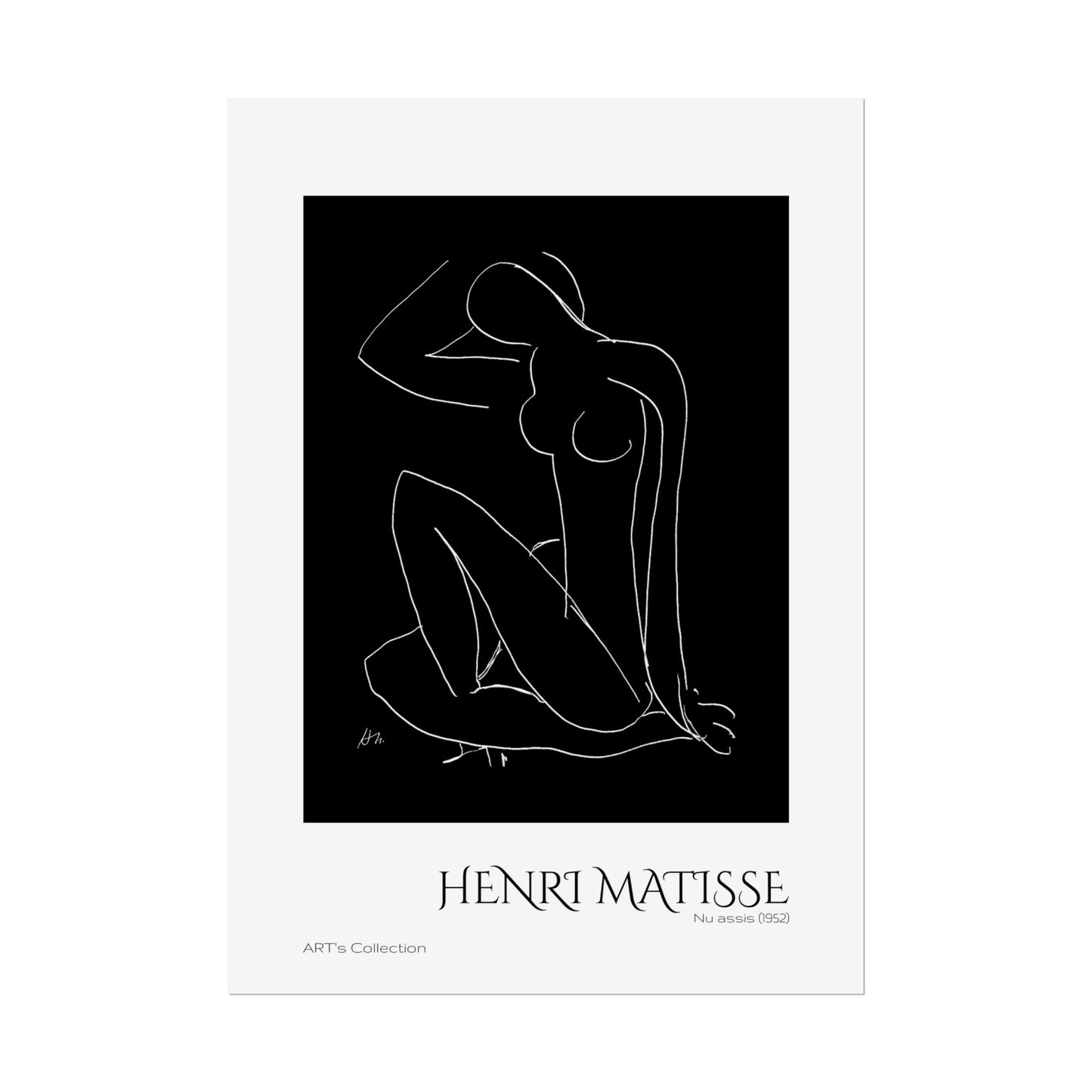 Nu assis (1952) version noire et blanche by Henri Matisse / Affiche imprimée - Série ART's Collection