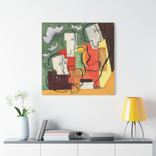 Trois personnages (1928) by Louis Marcoussis / Reproduction Fine Art sur Toile / Large Epaisseur 3.2 cm - 1.25 inch
