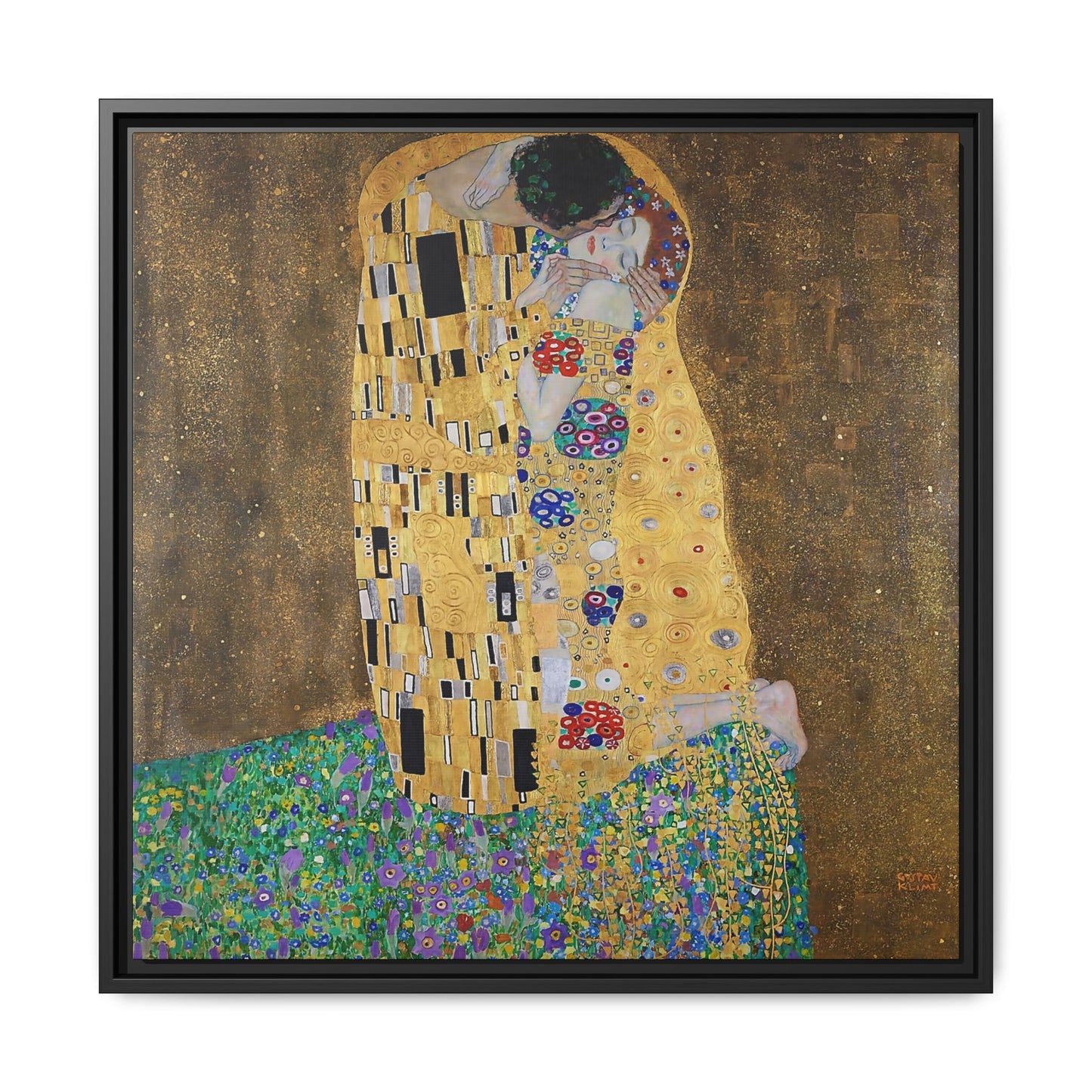 The kiss (lovers) (1908) by Gustav Klimt / Toile encadrée sur caisse américaine