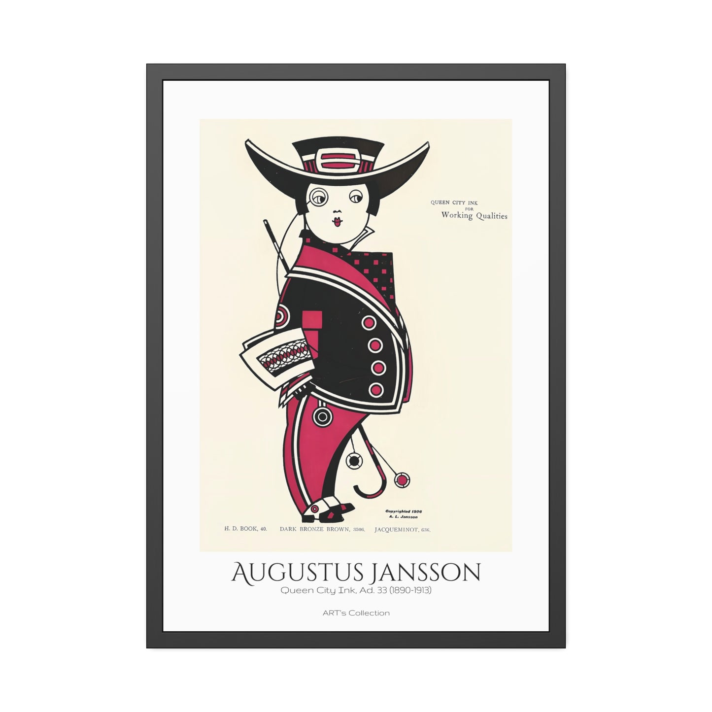 Queen City Ink, Ad. 33 (1890-1913) by Augustus Jansson  / Affiche Encadrée série ART's Collection