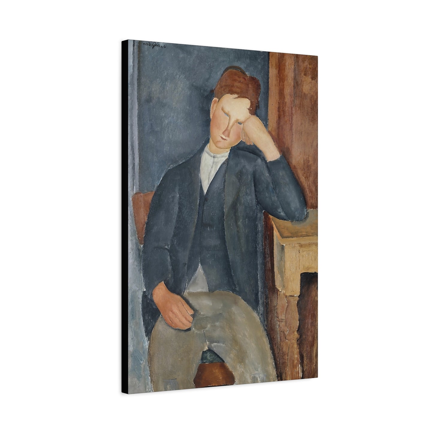 The Young Apprentice (1918-1919)  by Amedeo Modigliani / Reproduction Fine Art sur Toile / Flanc Large Epaisseur 3.2 cm - 1.25 inch