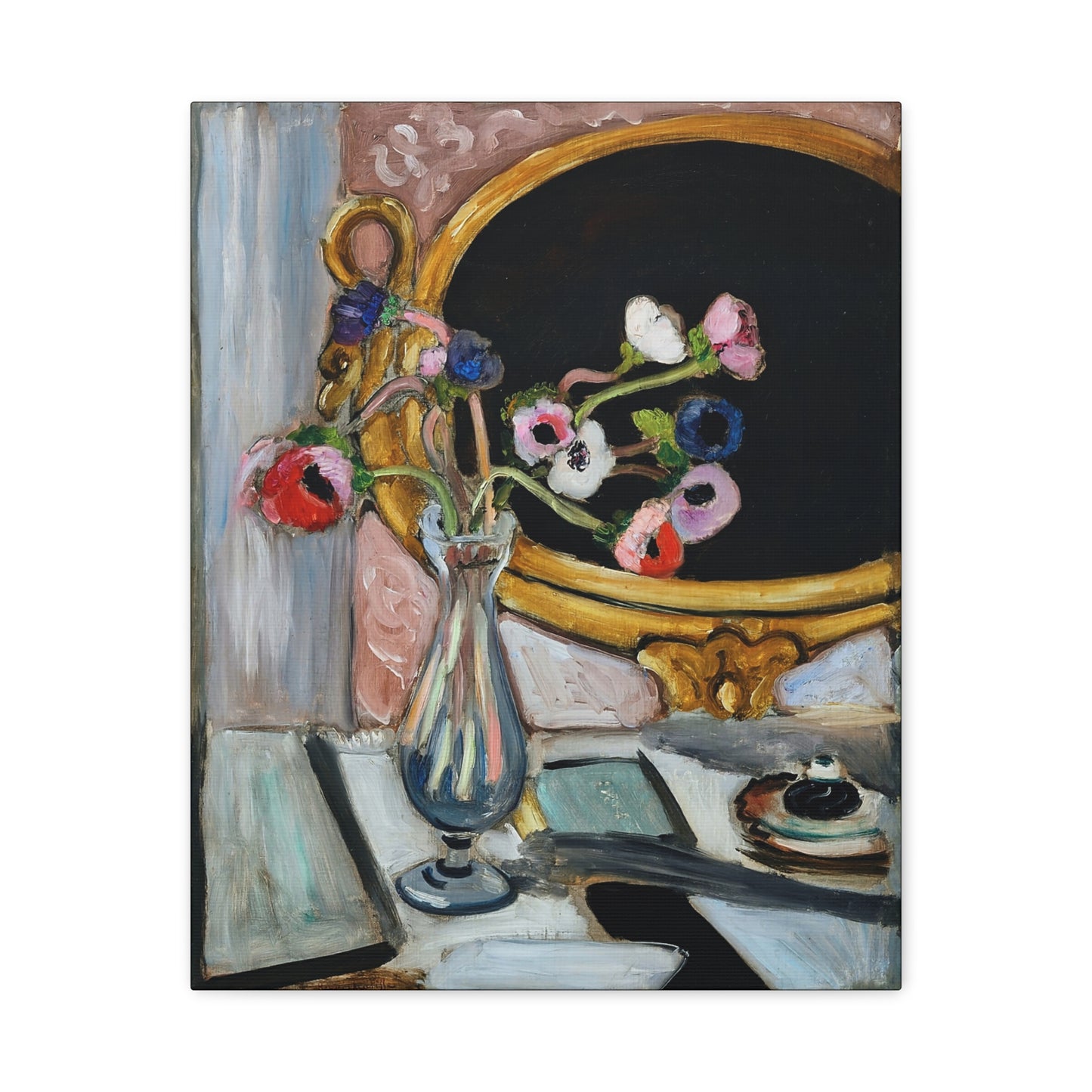 Anémones au miroir noir (1919) by Henri Matisse / Reproduction Fine Art sur Toile /  Epaisseur 3.2 cm - 1.25 inch