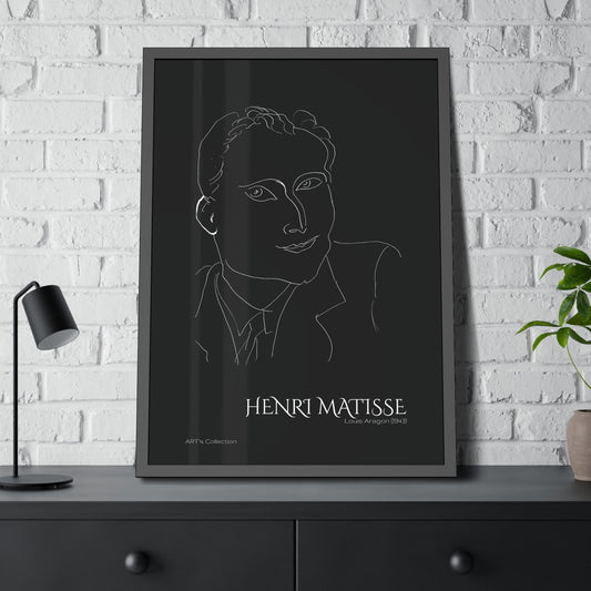 Louis Aragon (1943) black édition by Henri Matisse / Affiche Encadrée série ART's Collection