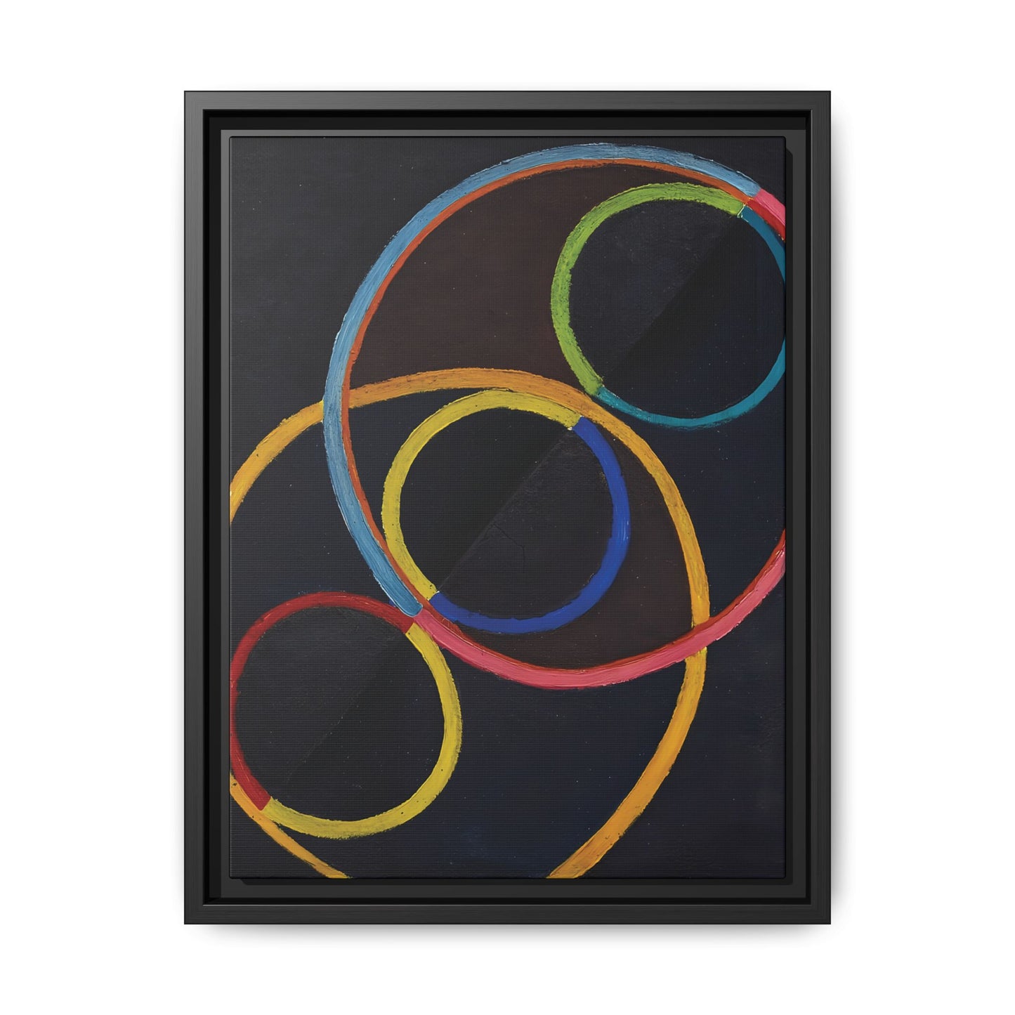 Relief noir avec des cercles de couleur  by Robert Delaunay  / Toile encadrée sur caisse américaine
