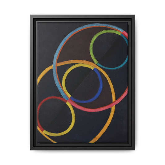 Relief noir avec des cercles de couleur  by Robert Delaunay  / Toile encadrée sur caisse américaine