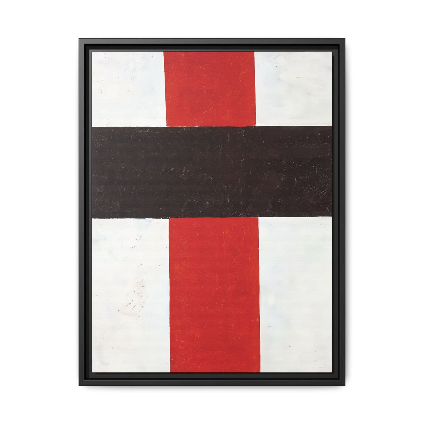Large cross in black over red on white (1920) by Kazimir Malevich  / Toile encadrée sur caisse américaine