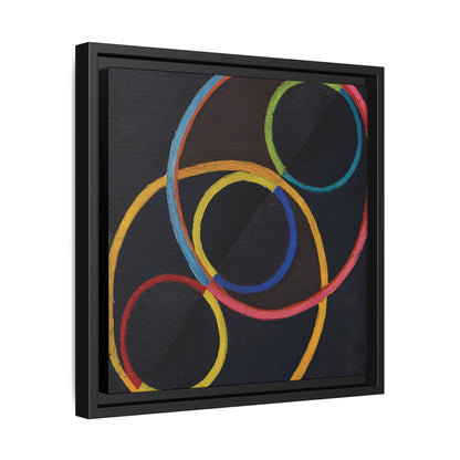 Relief noir avec des cercles de couleur  by Robert Delaunay  / Toile encadrée sur caisse américaine