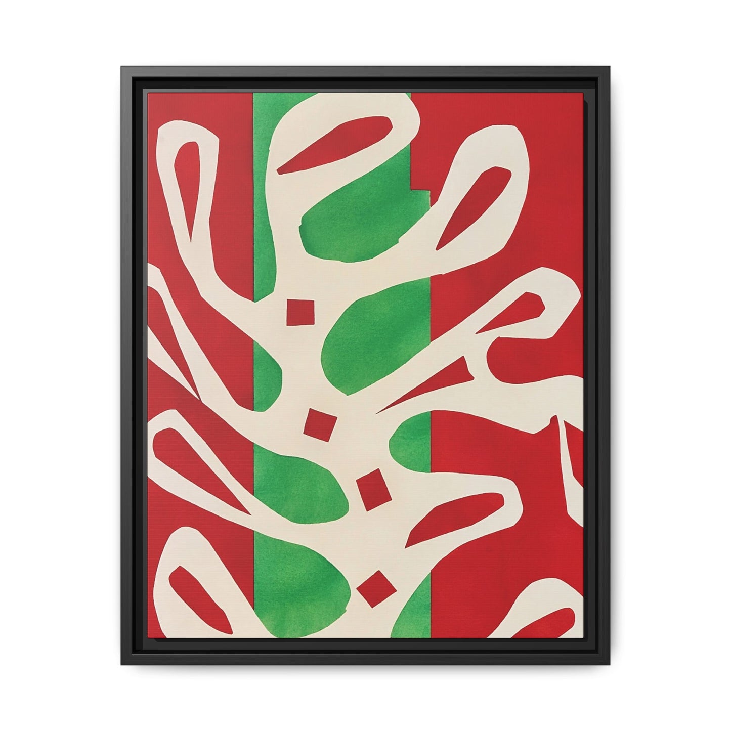 Henri Matisse / Algue blanche sur fond rouge et vert (1947) / Toile encadrée sur caisse américaine