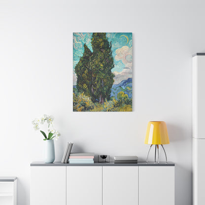 Cypresses (1889) by Vincent van Gogh  / Reproduction Fine Art sur Toile / Epaisseur 3,2cm - 1'25 po