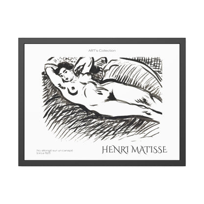 Nu allongé sur un canapé (circa 1927) by Henry Matisse  / Affiche Encadrée série ART's Collection