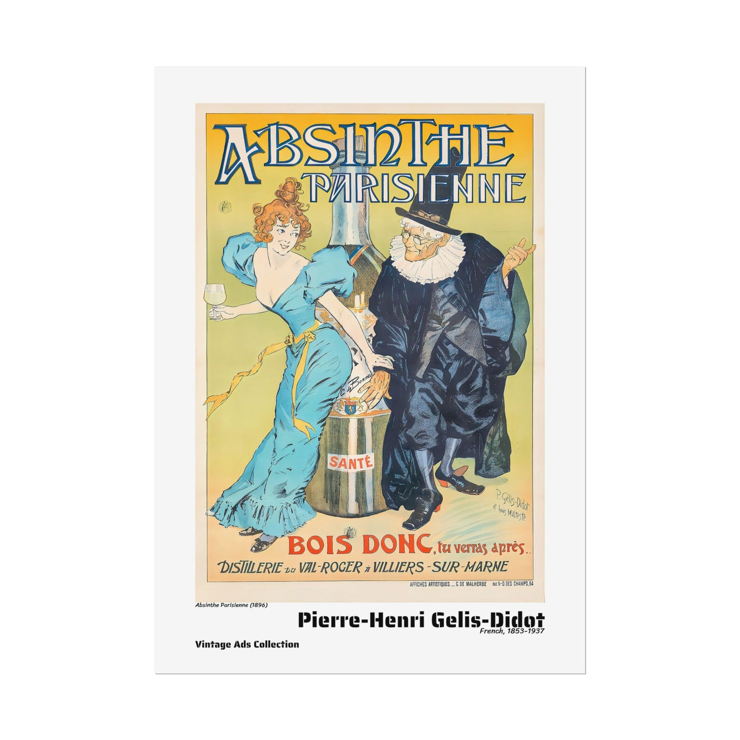 Absinthe Parisienne (1896) by Pierre-Henri Gelis-Didot / Affiche imprimée - Série Vintage Ads Collection