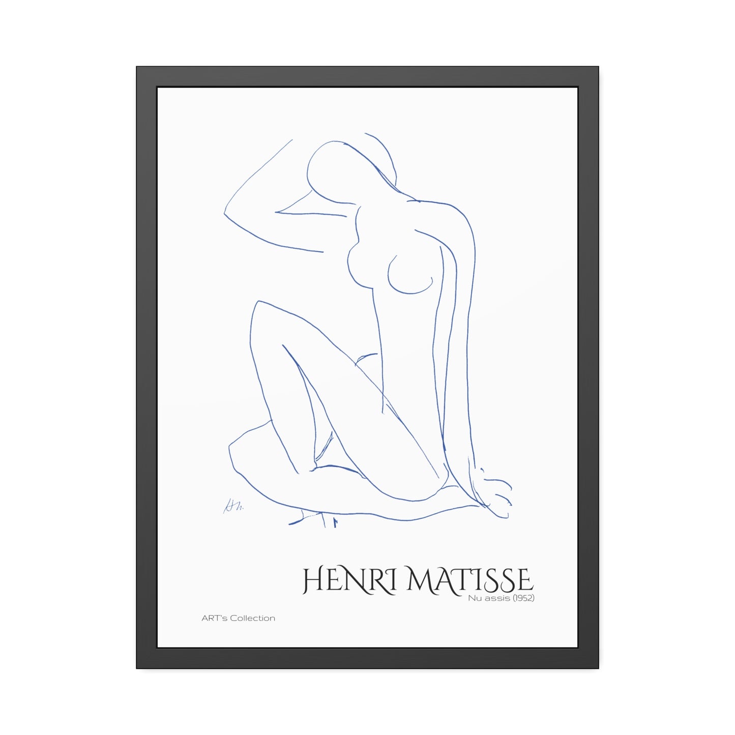 Nu assis (1952) by Henri Matisse version bleue / Affiche Encadrée série ART's Collection