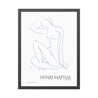 Nu assis (1952) by Henri Matisse version bleue / Affiche Encadrée série ART's Collection